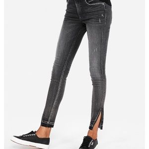 EXPRESS High Waisted Denim-Split Hem Ankle Jeans